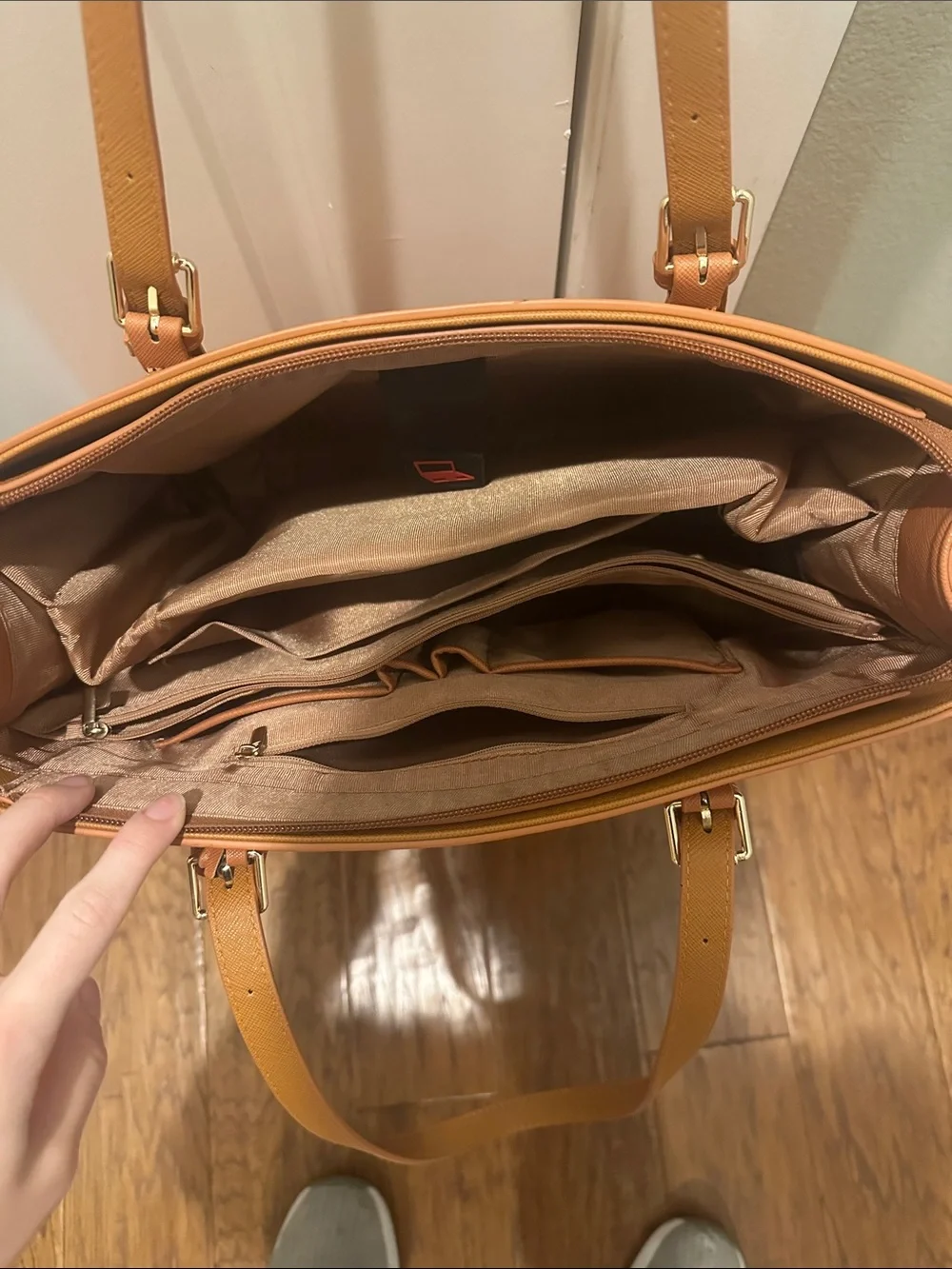 Structured Laptop Tote in Warm Tan